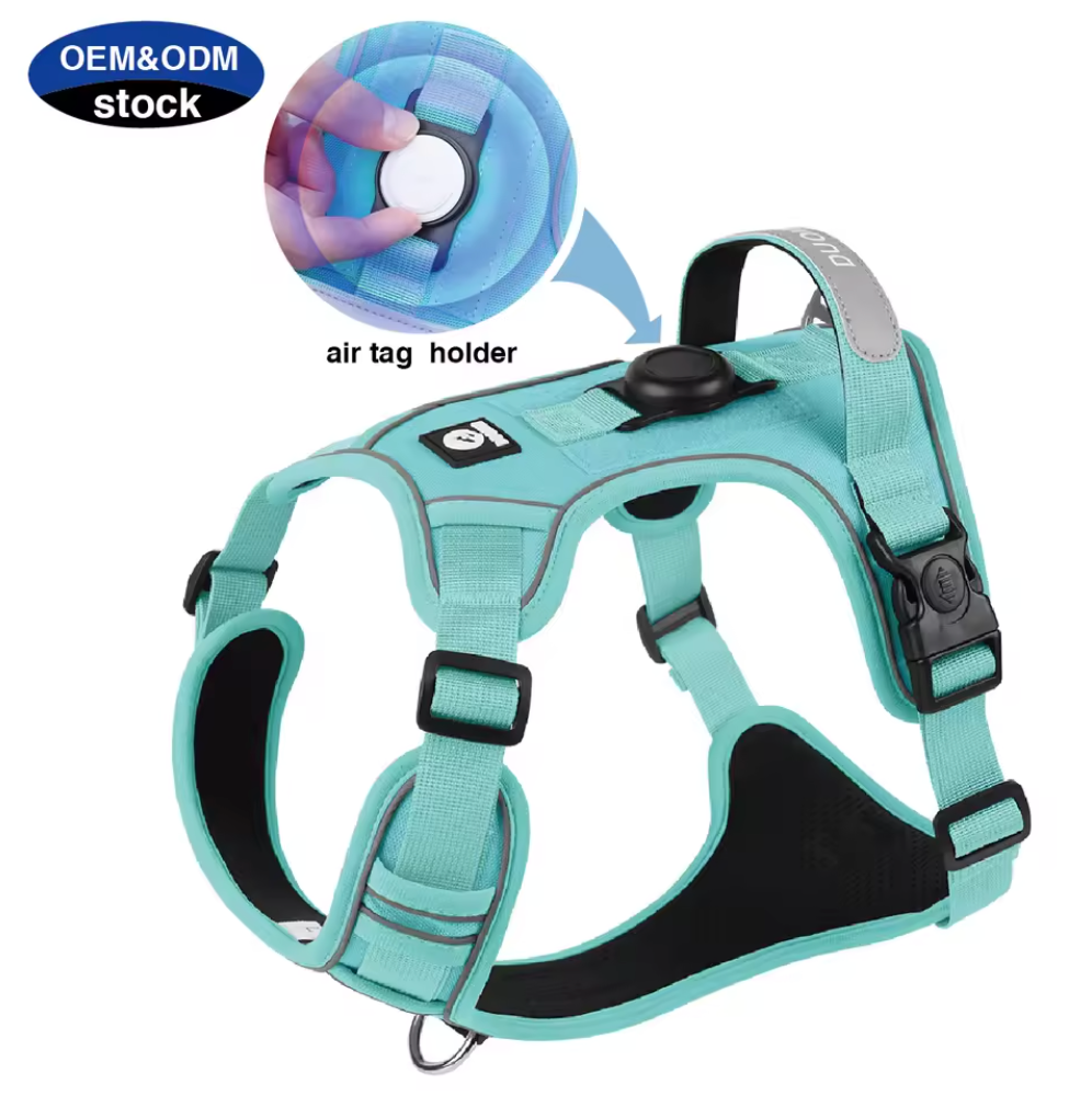 Atmungsaktives Hundegeschirr mit Reflektor & AirTag (Schwarz)