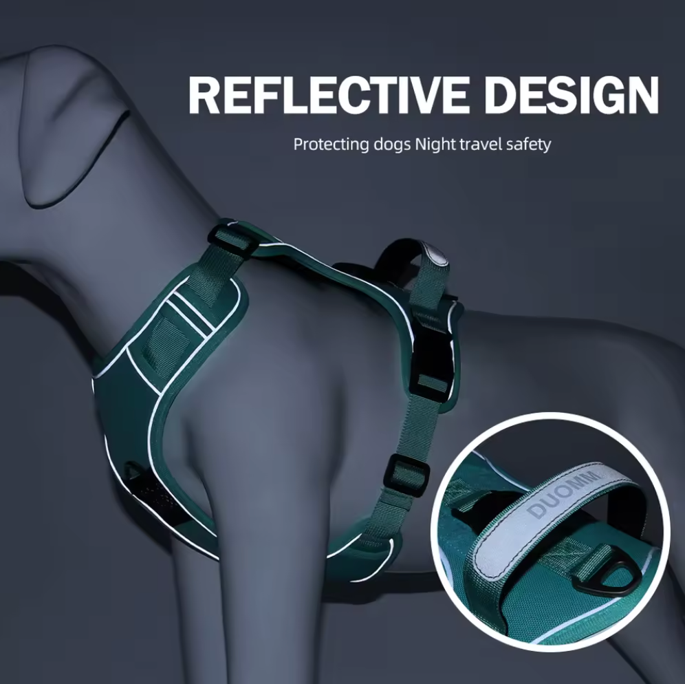 Atmungsaktives Hundegeschirr mit Reflektor & AirTag (Schwarz)