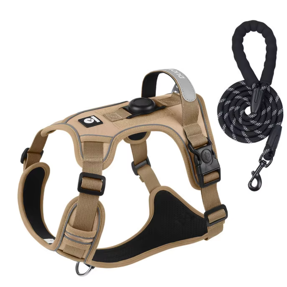 Atmungsaktives Hundegeschirr mit Reflektor & AirTag (Nude)