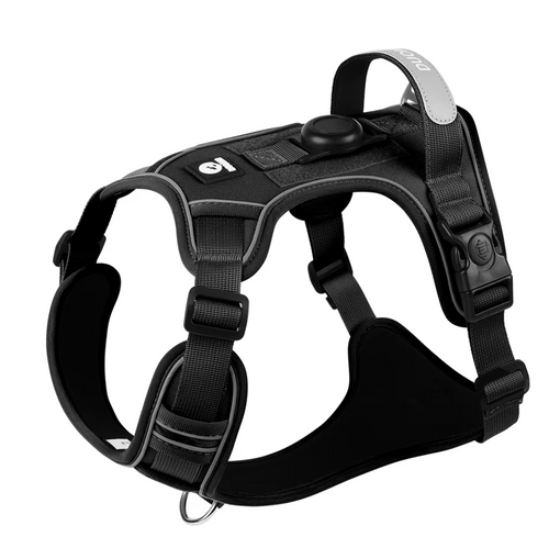 Atmungsaktives Hundegeschirr mit Reflektor & AirTag (Schwarz)